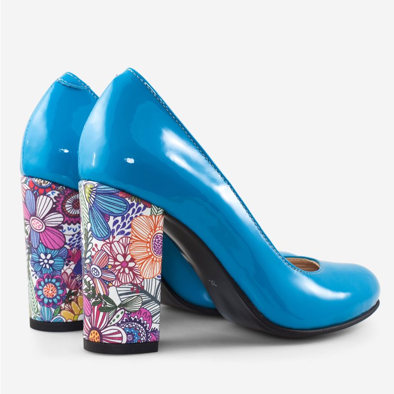 Pantofi Dama Piele Turqoise/Floral Fabiola D12 - orice culoare