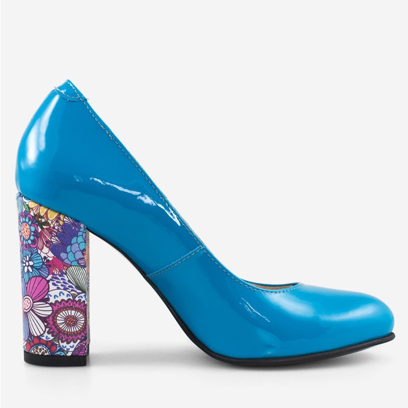 Pantofi Dama Piele Turqoise/Floral Fabiola D12 - orice culoare
