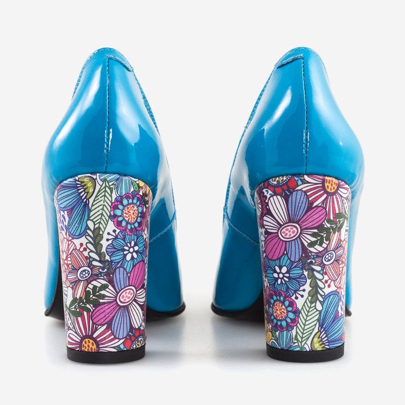 Pantofi Dama Piele Turqoise/Floral Fabiola D12 - orice culoare