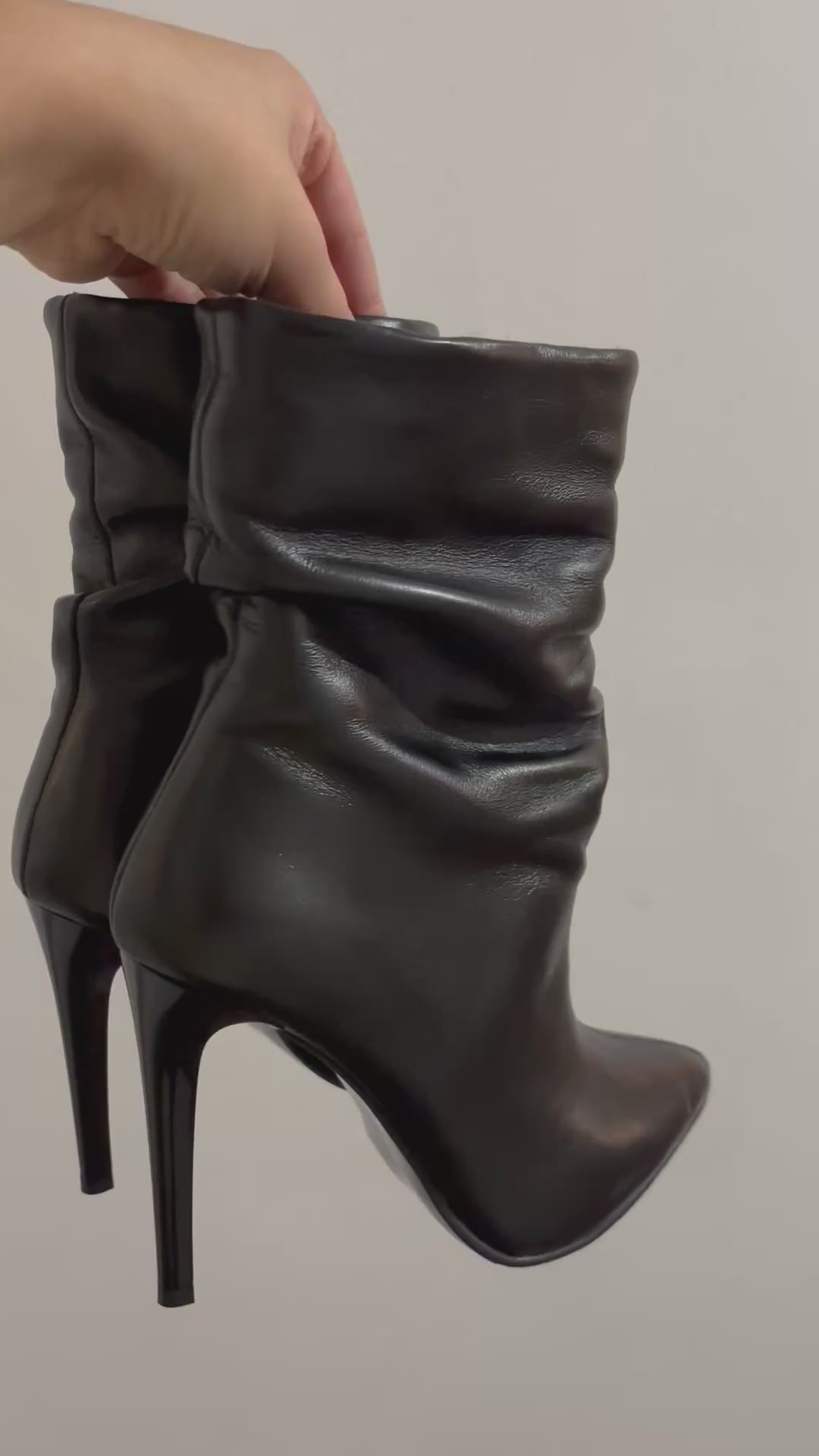 Botine piele naturala negru fronsate C7  - orice culoare