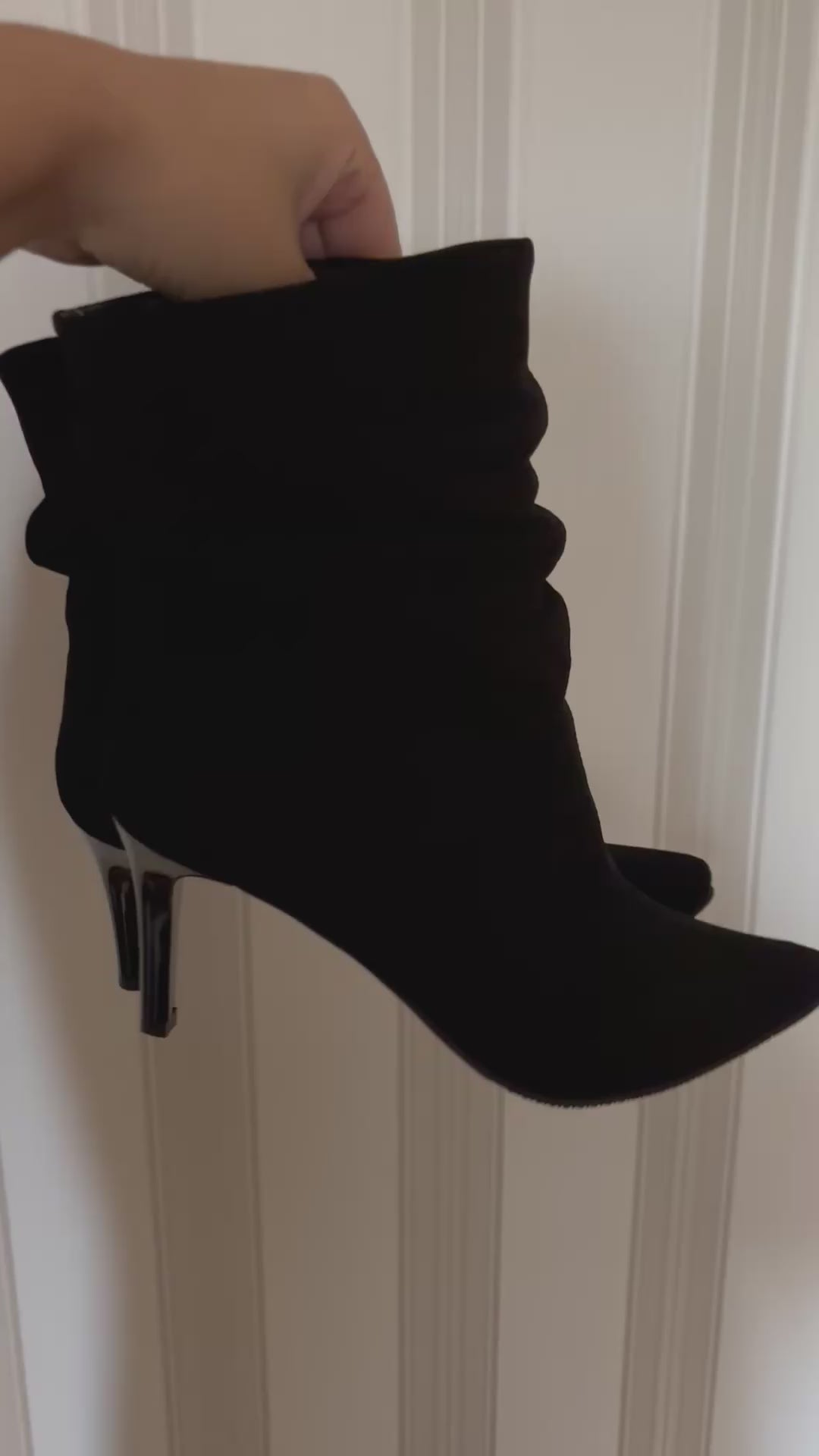 Botine piele intoarsa negru fronsate C7  - orice culoare