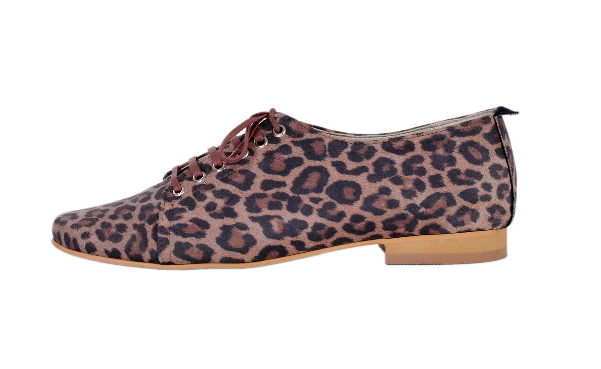 Pantofi Oxford 5 piele intoarsa Animal Print