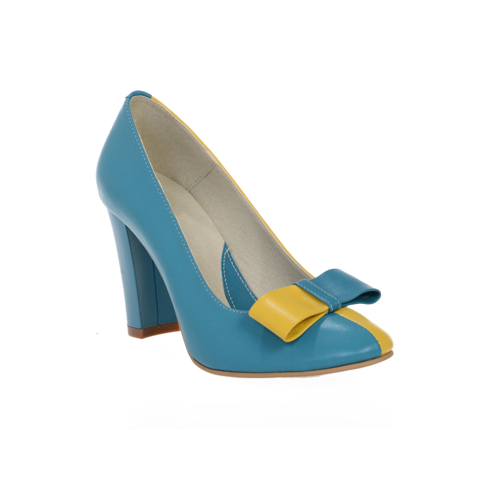 Pantofi dama piele naturala albastru  Funda Duo - orice culoare