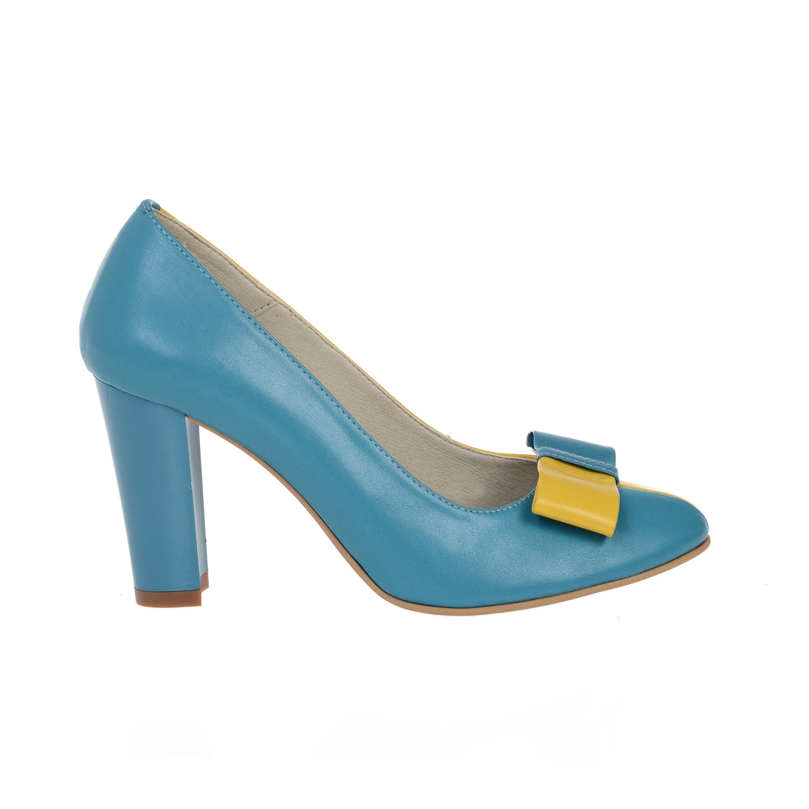 Pantofi dama piele naturala albastru  Funda Duo - orice culoare