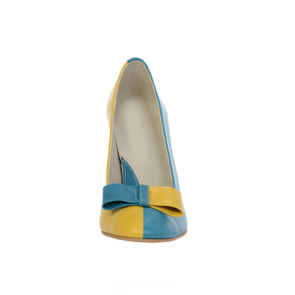 Pantofi dama piele naturala albastru  Funda Duo - orice culoare