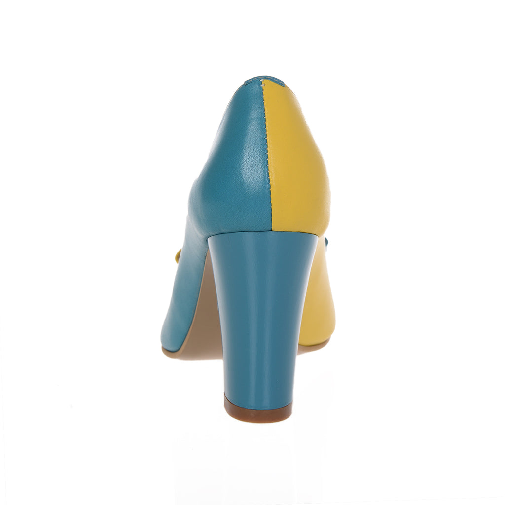 Pantofi dama piele naturala albastru  Funda Duo - orice culoare
