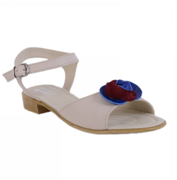 Sandale piele naturala Flower,disponibile pe orice culoare-alb
