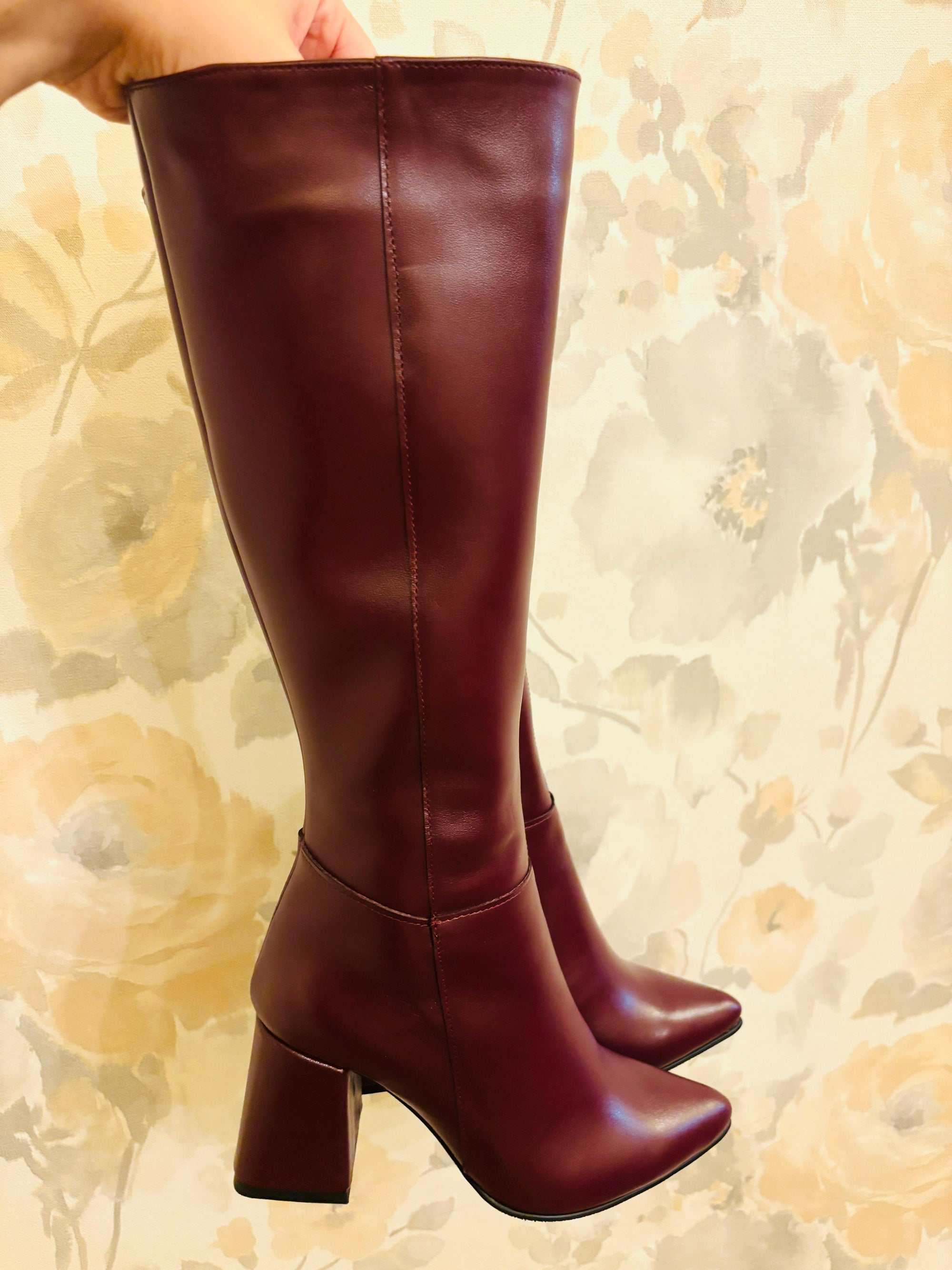 Cizme Piele Negru Toc Floral Mina C20 - orice culoare