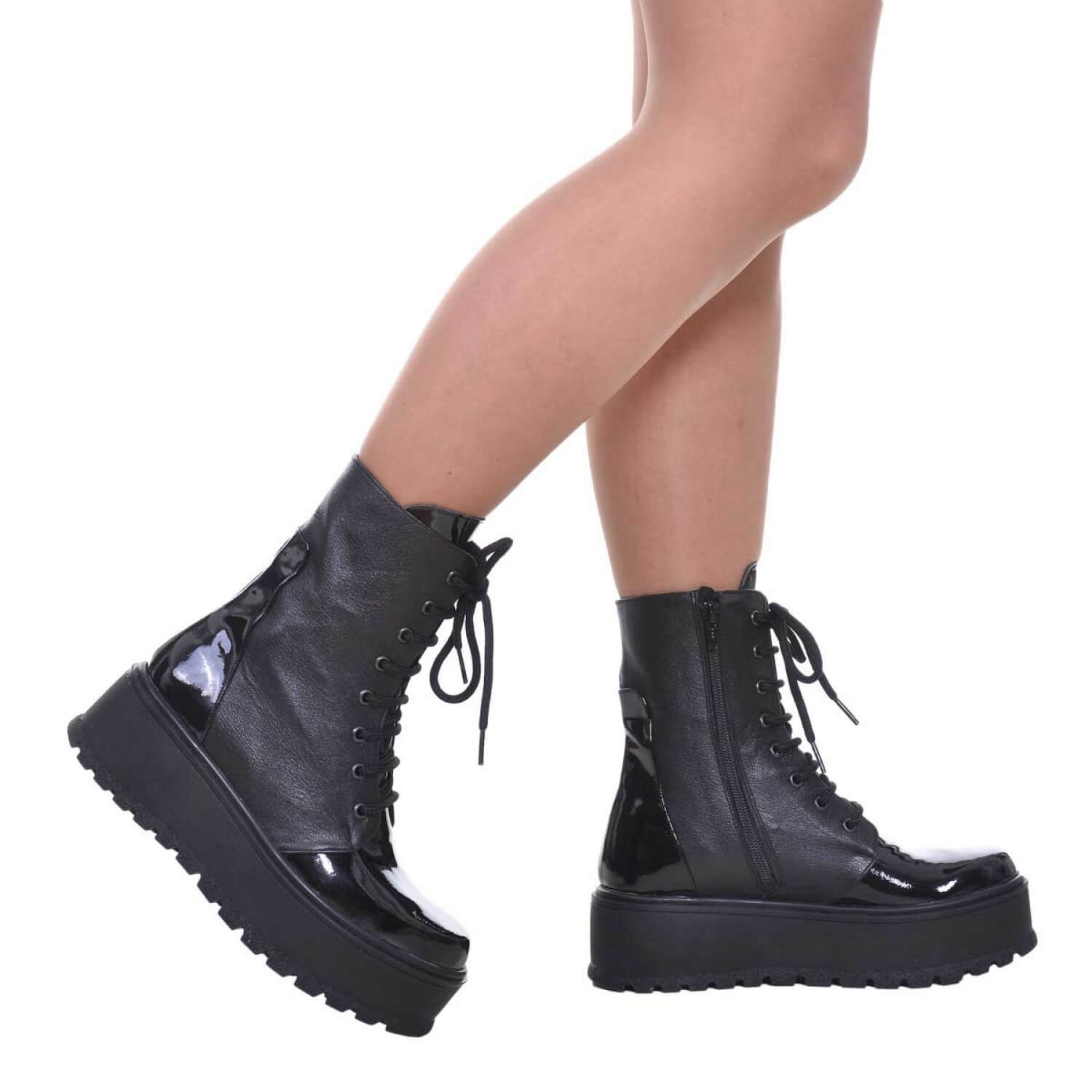 Bocanci piele naturala negru cu platforma 28 - Orice culoare