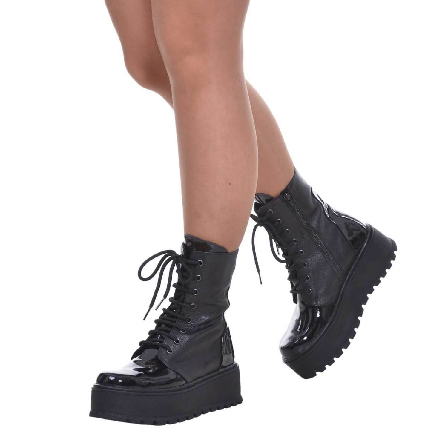 Bocanci piele naturala negru cu platforma 28 - Orice culoare