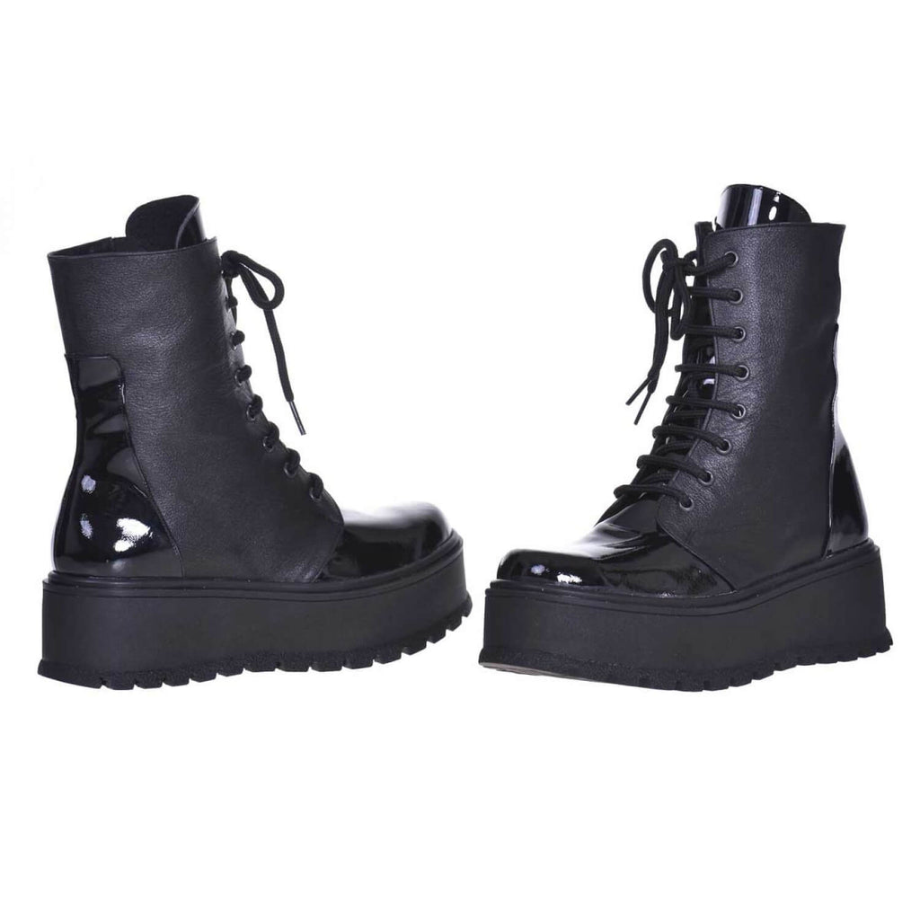 Bocanci piele naturala negru cu platforma 28 - Orice culoare