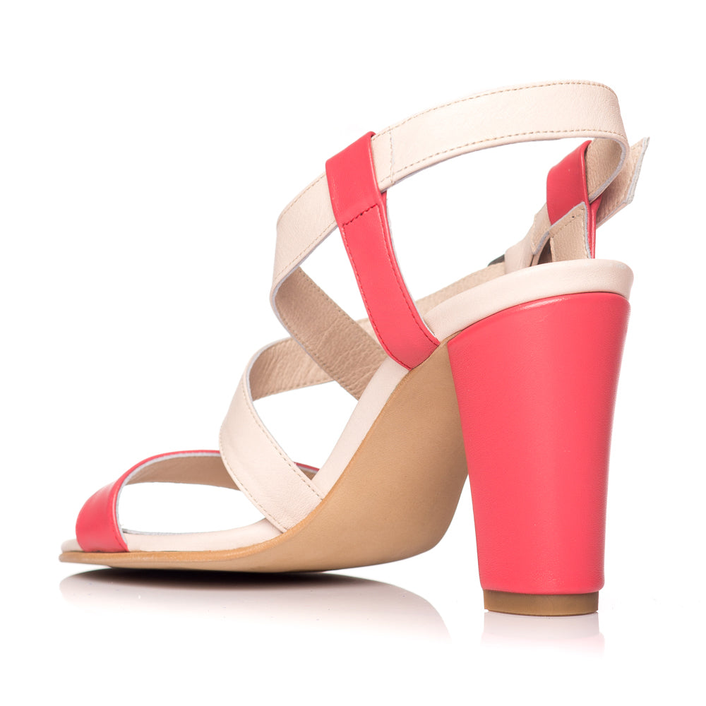 Sandale dama piele rosu/nude Sabi S9 - Orice culoare