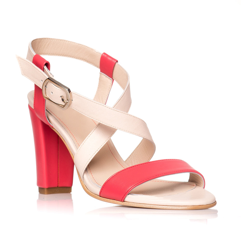 Sandale dama piele rosu/nude Sabi S9 - Orice culoare