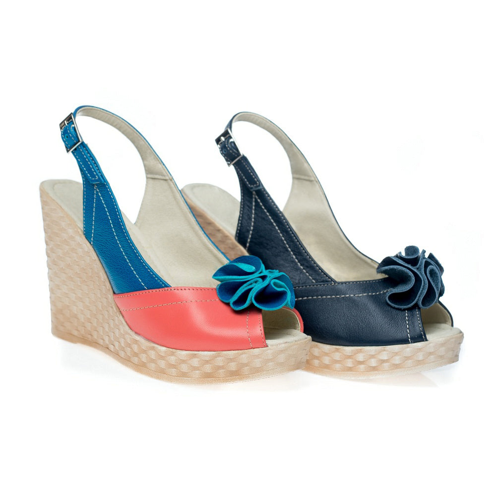 Sandale cu platforma Rufle Bleumarin - orice culoare