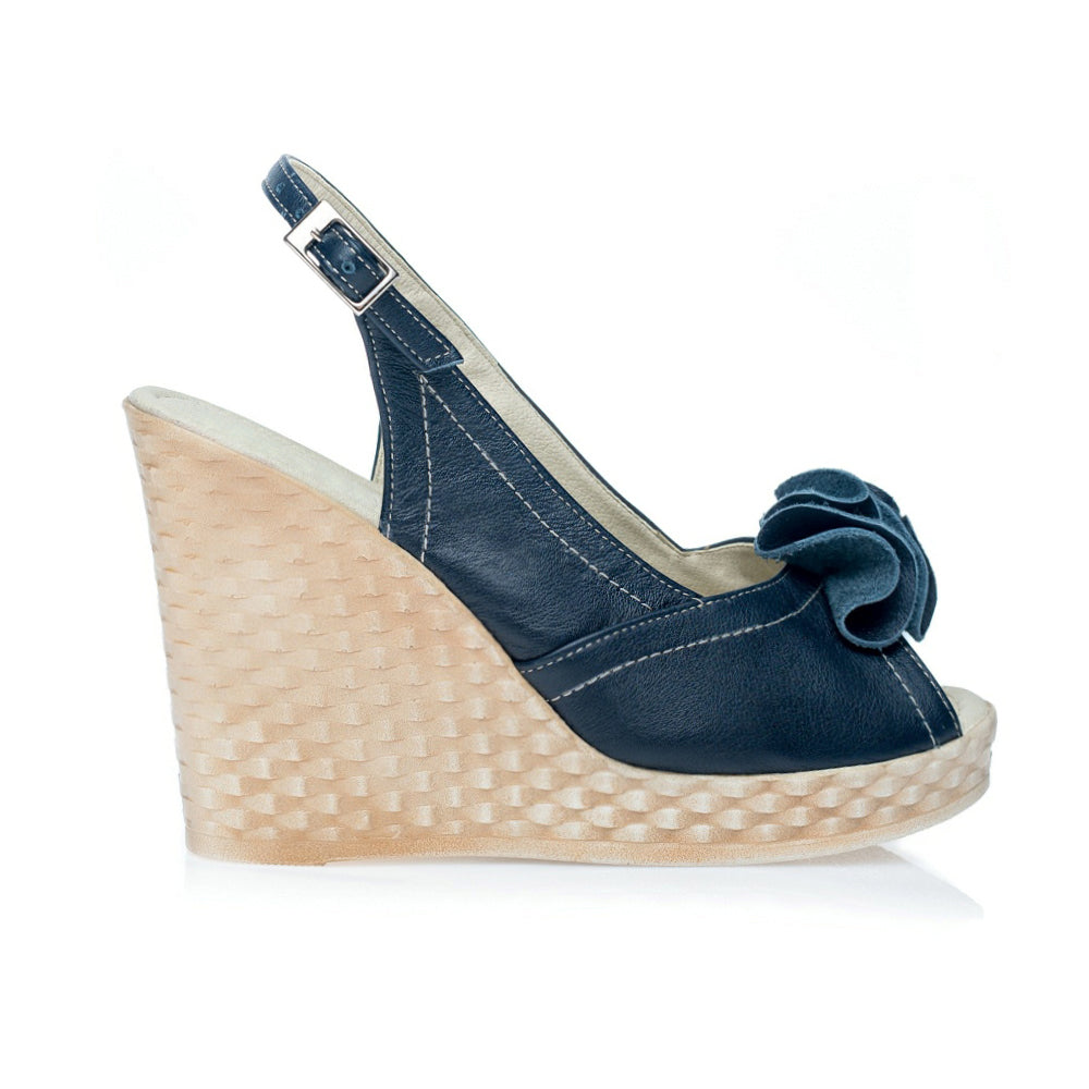Sandale cu platforma Rufle Bleumarin - orice culoare
