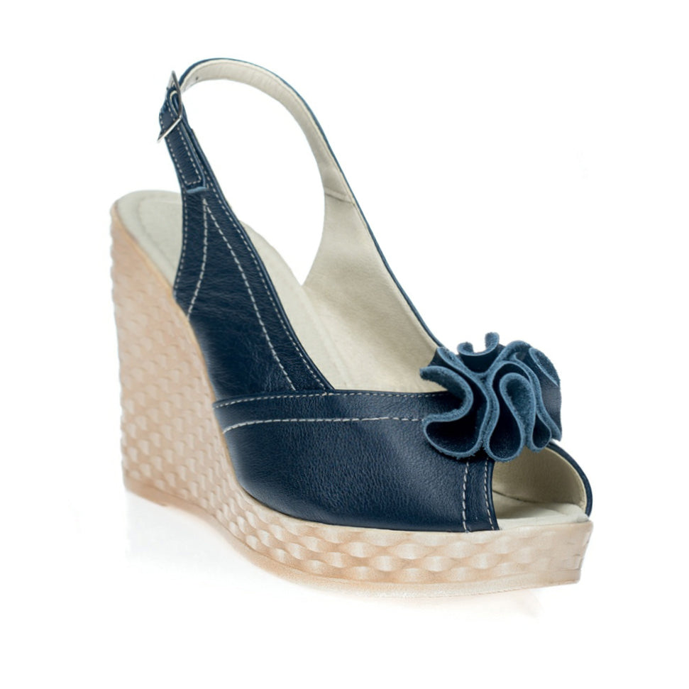 Sandale cu platforma Rufle Bleumarin - orice culoare