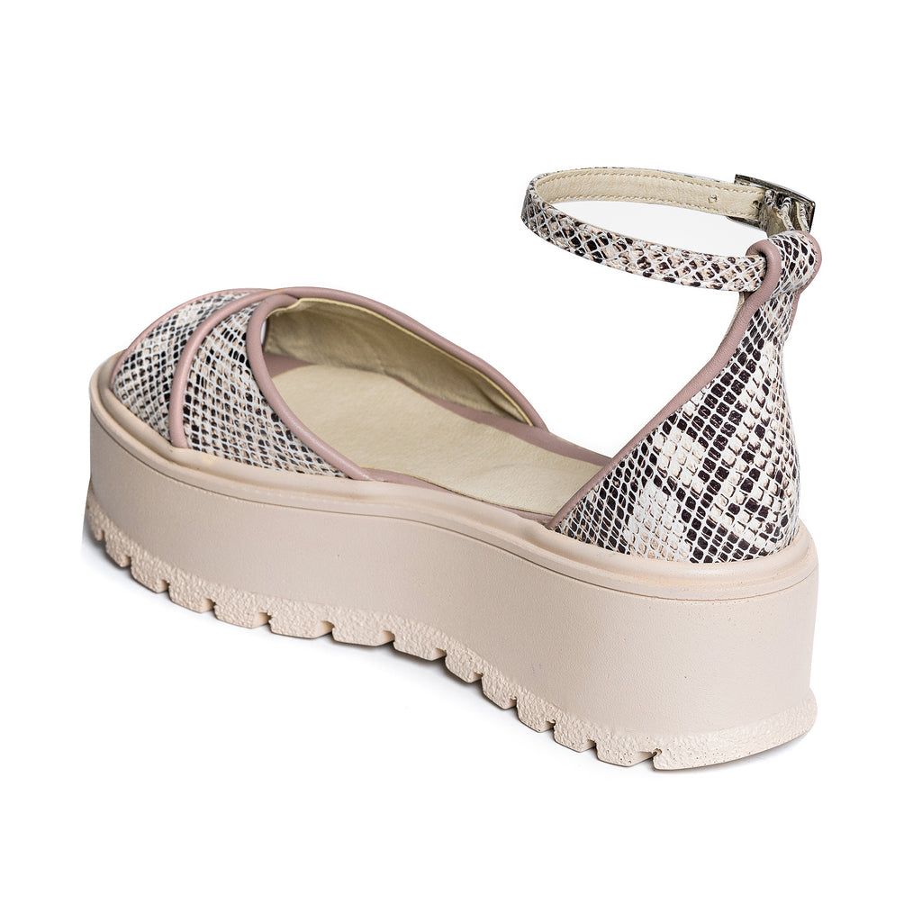 Sandale Cu Platforma Piele Imprimeu Sarpe V8   - Orice Culoare