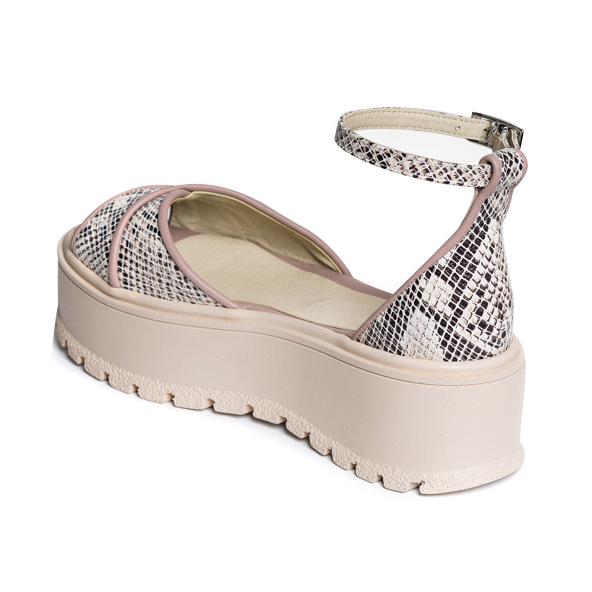 Sandale Cu Platforma Piele Imprimeu Sarpe V8   - Orice Culoare