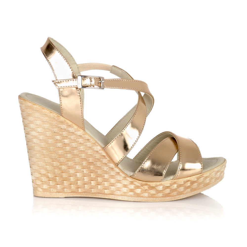 Sandale cu platforma piele auriu V10 - orice culoare