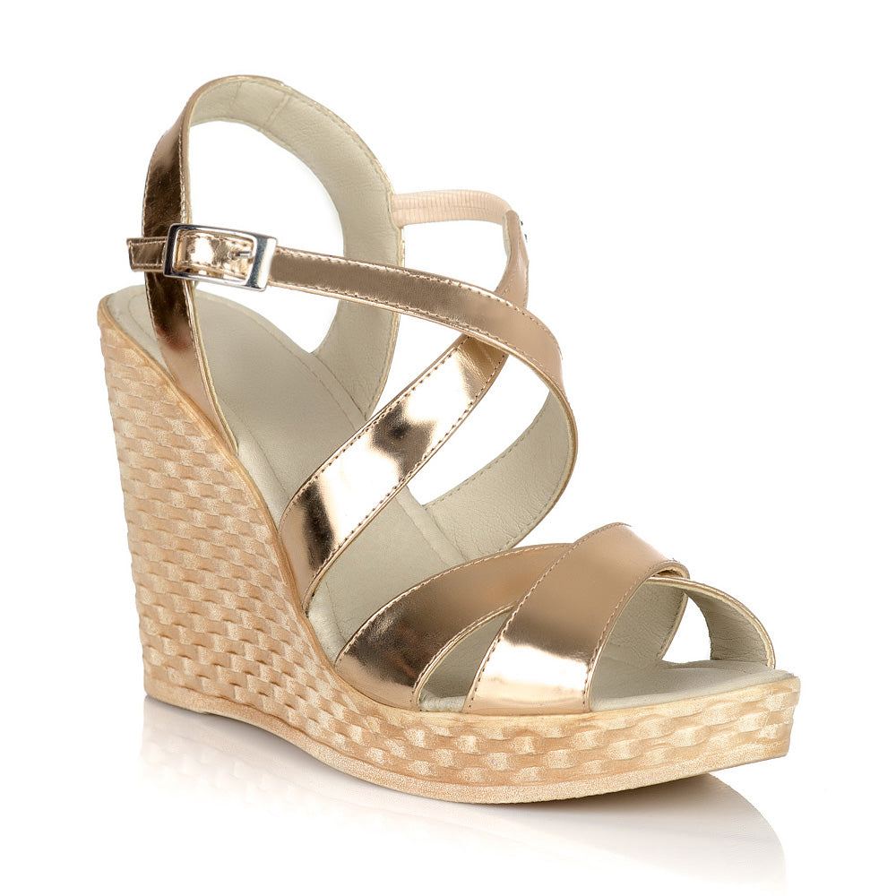 Sandale cu platforma piele auriu V10 - orice culoare