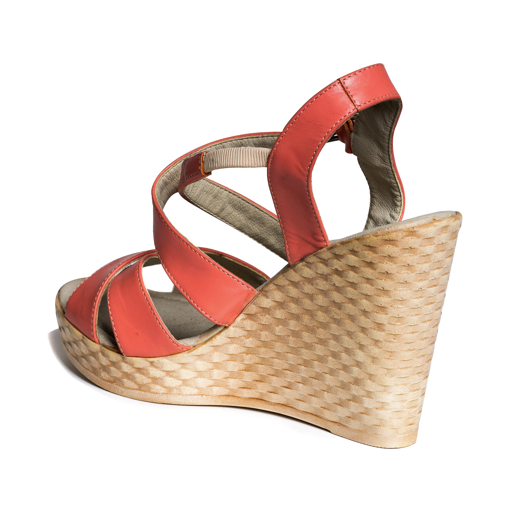 Sandale cu platforma piele corai  V10 - orice culoare