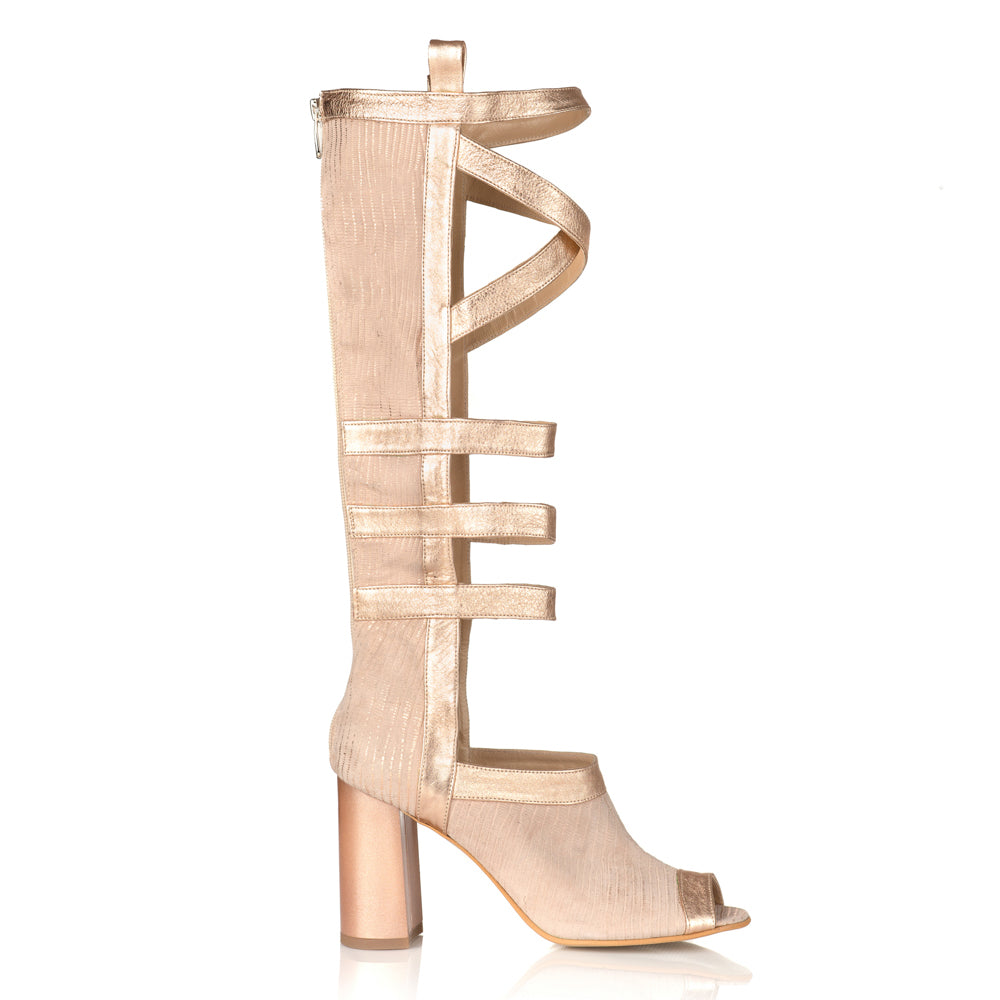 Sandale Gladiator Piele Bej/Auriu C17 - orice culoare