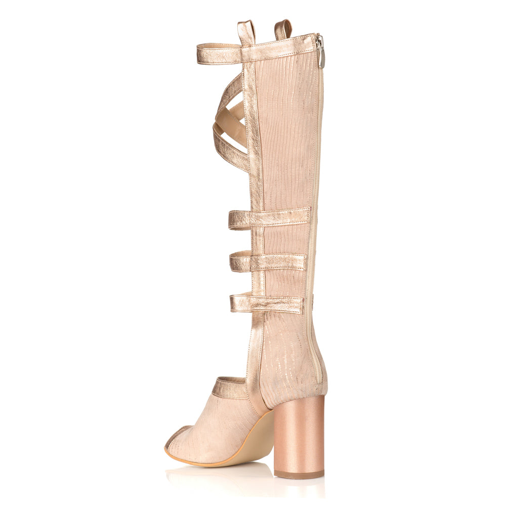 Sandale Gladiator Piele Bej/Auriu C17 - orice culoare