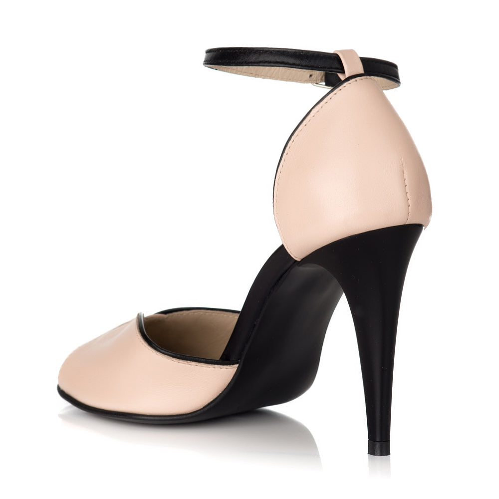 Sandale Piele Nude cu Negru S12 - orice culoare