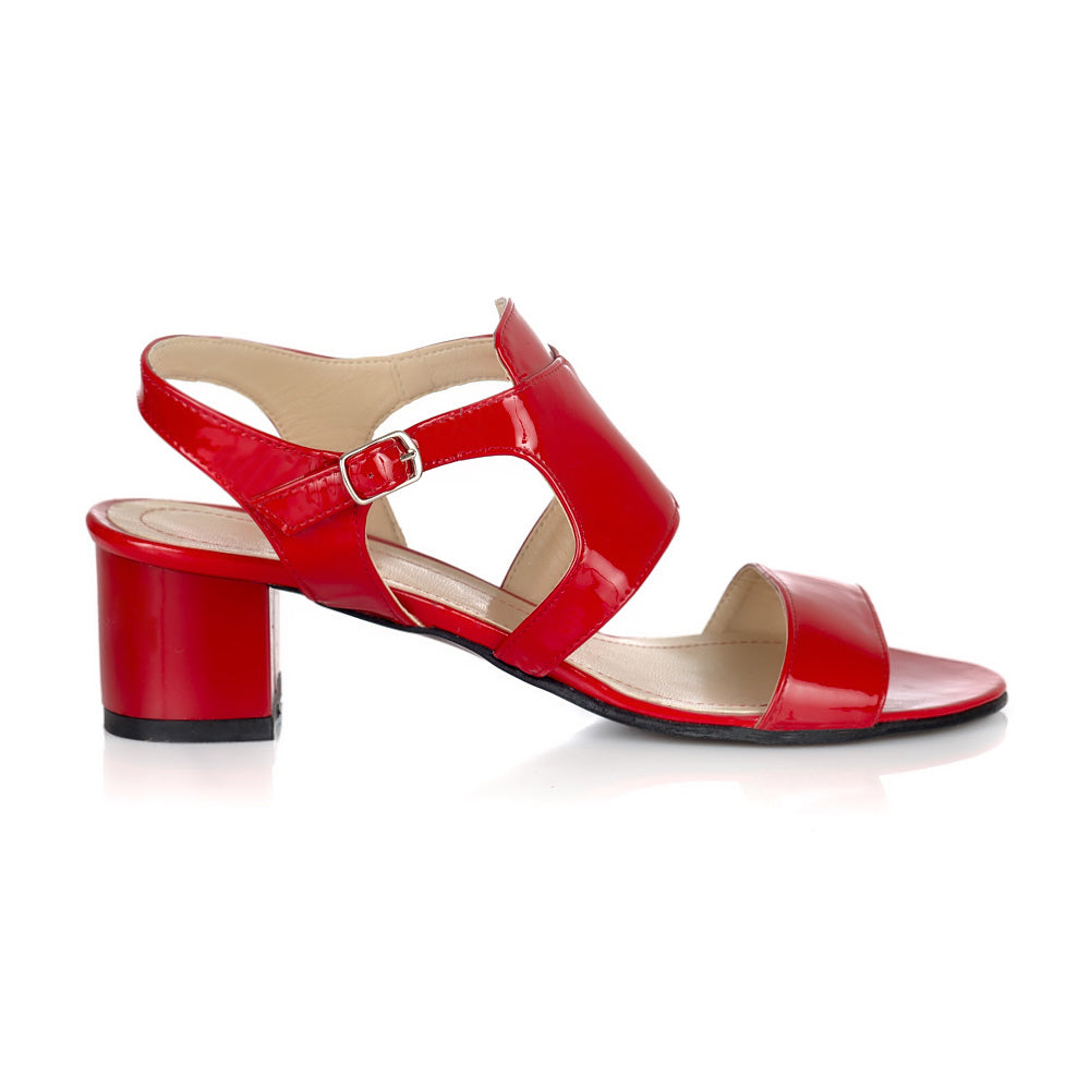 Sandale dama pielelacuita rosu Julia V15 - Orice culoare