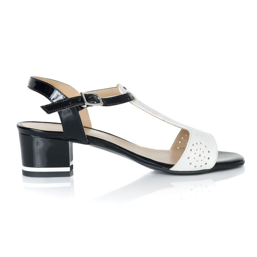 Sandale Piele Alb/Negru Adeline T10 - orice culoare