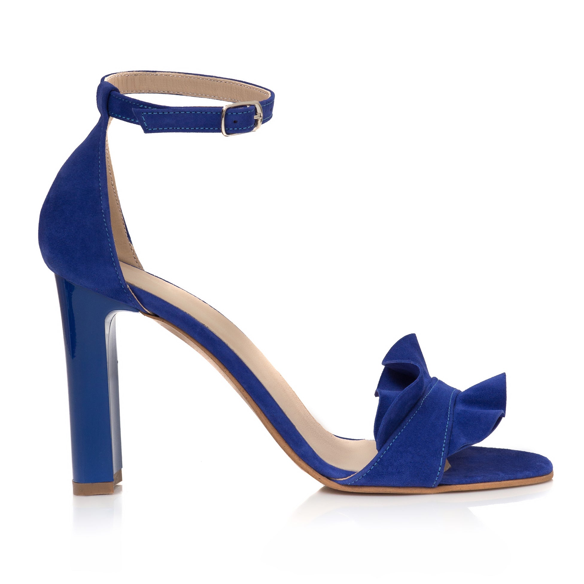 Sandale Piele Albastru Anais Toc Gros C16  - orice culoare
