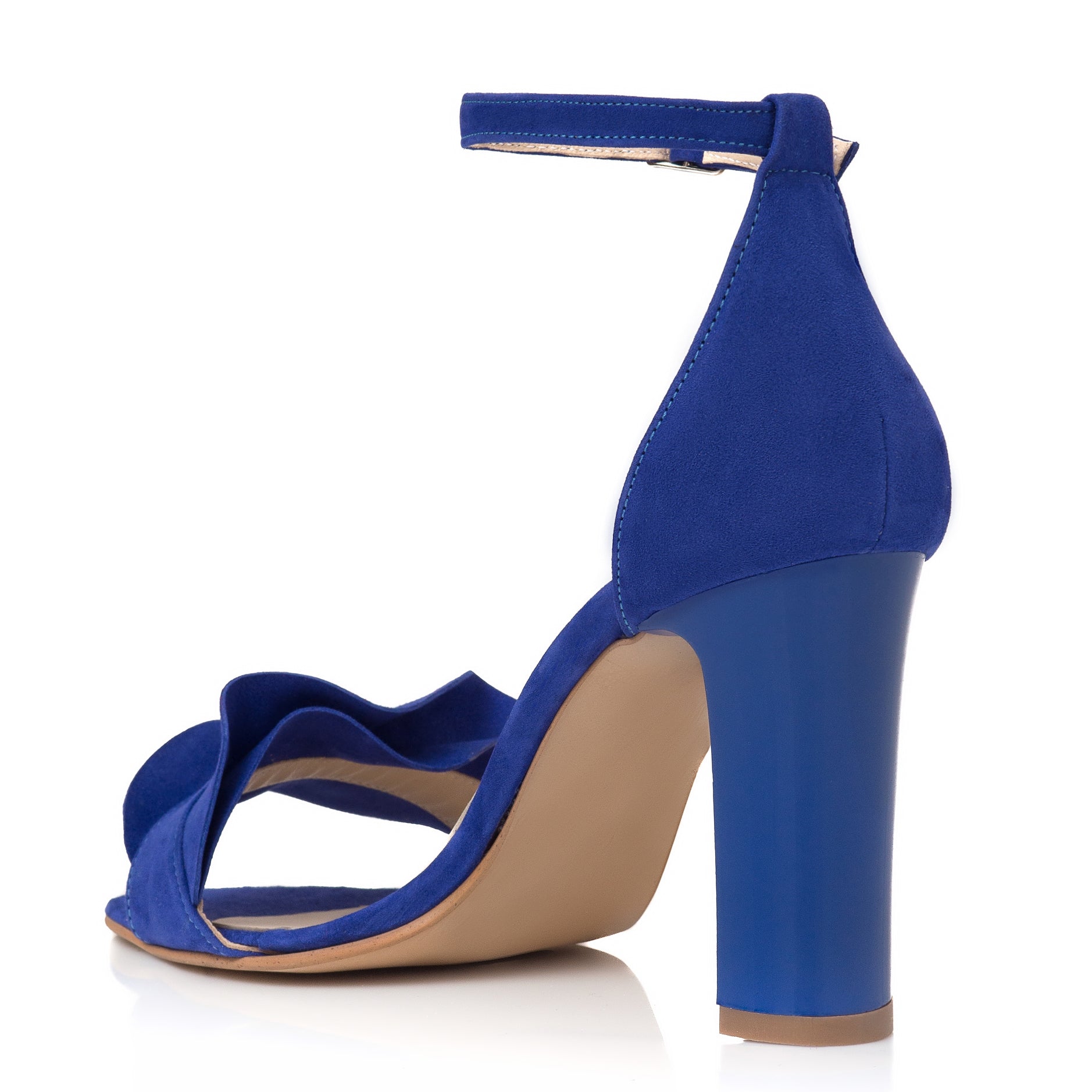 Sandale Piele Albastru Anais Toc Gros C16  - orice culoare