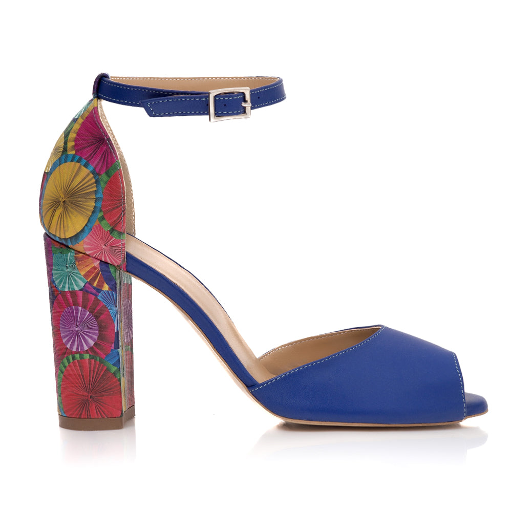 Sandale Piele Piele Albastru Toc Color Ipek T10  - orice culoare