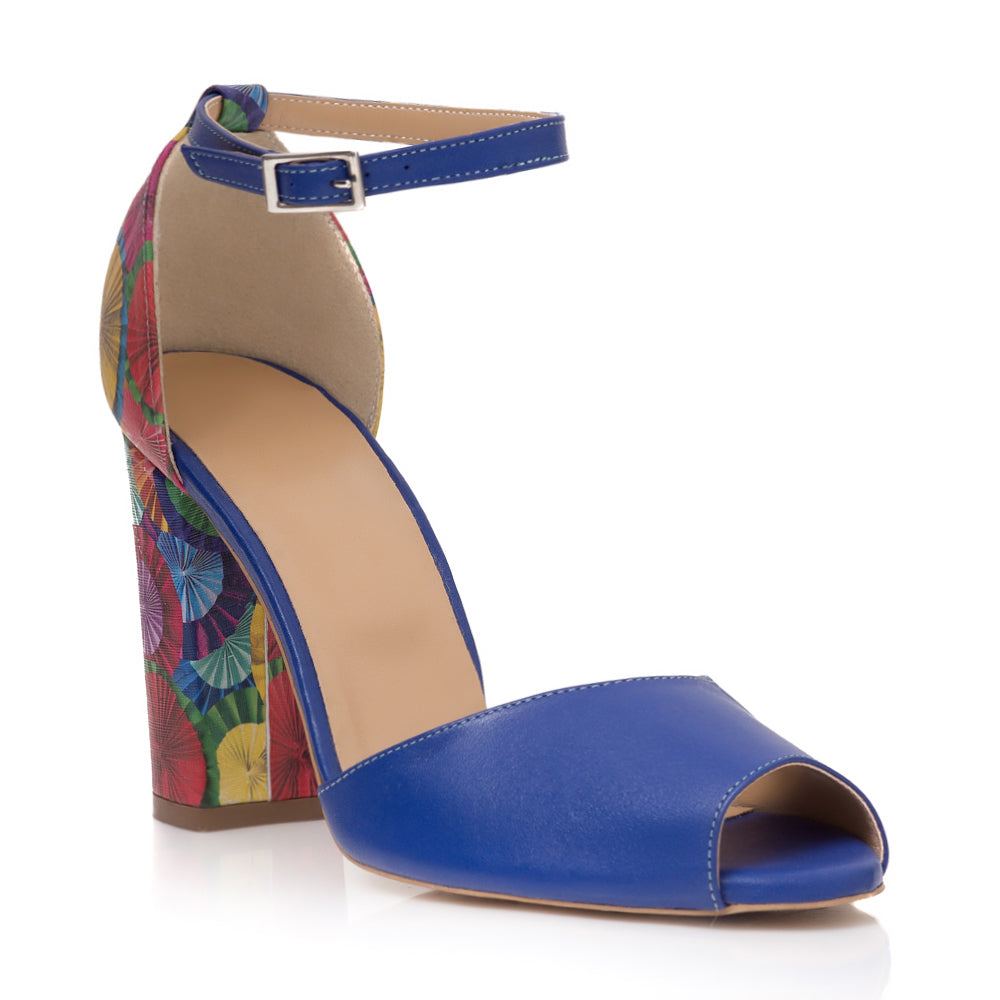 Sandale Piele Piele Albastru Toc Color Ipek T10  - orice culoare