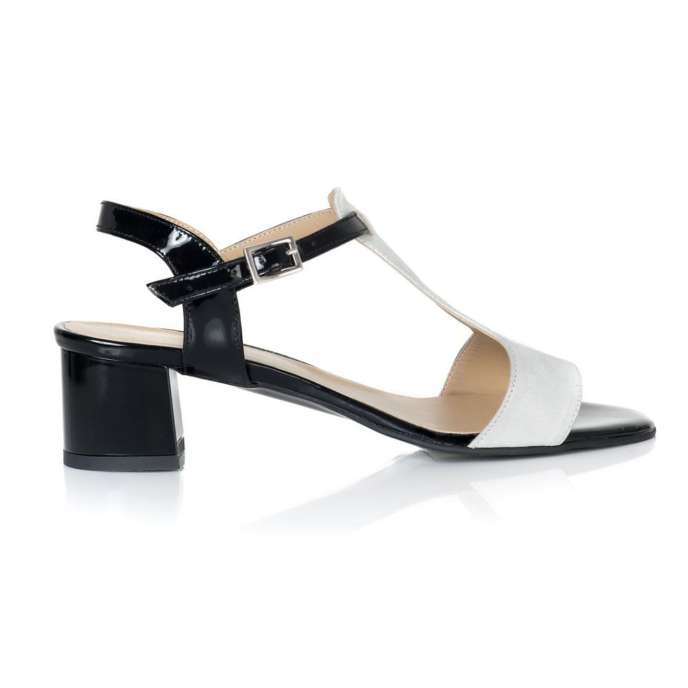 Sandale Piele Alb/Negru Adeline T10 - orice culoare