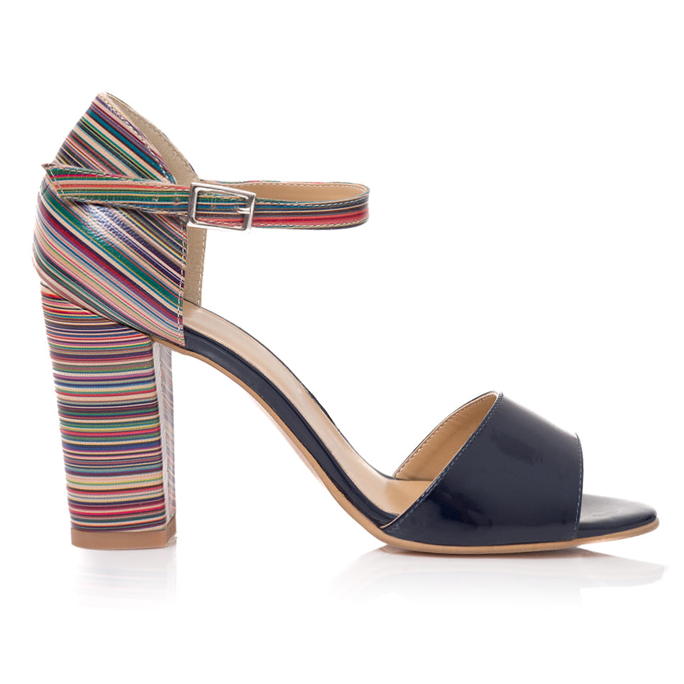 Sandale Piele Bleumarin cu Dungi T9 - orice culoare