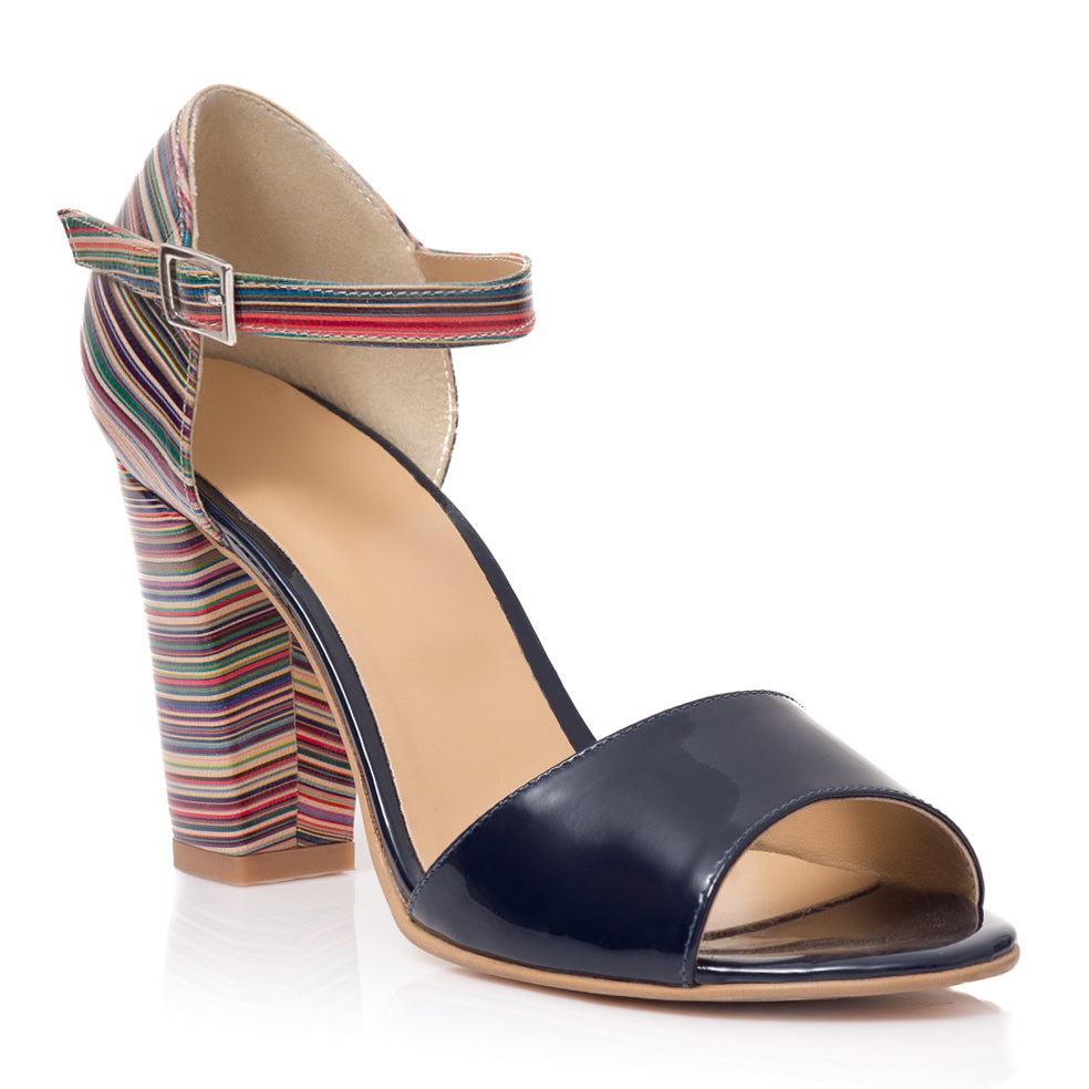 Sandale Piele Bleumarin cu Dungi T9 - orice culoare