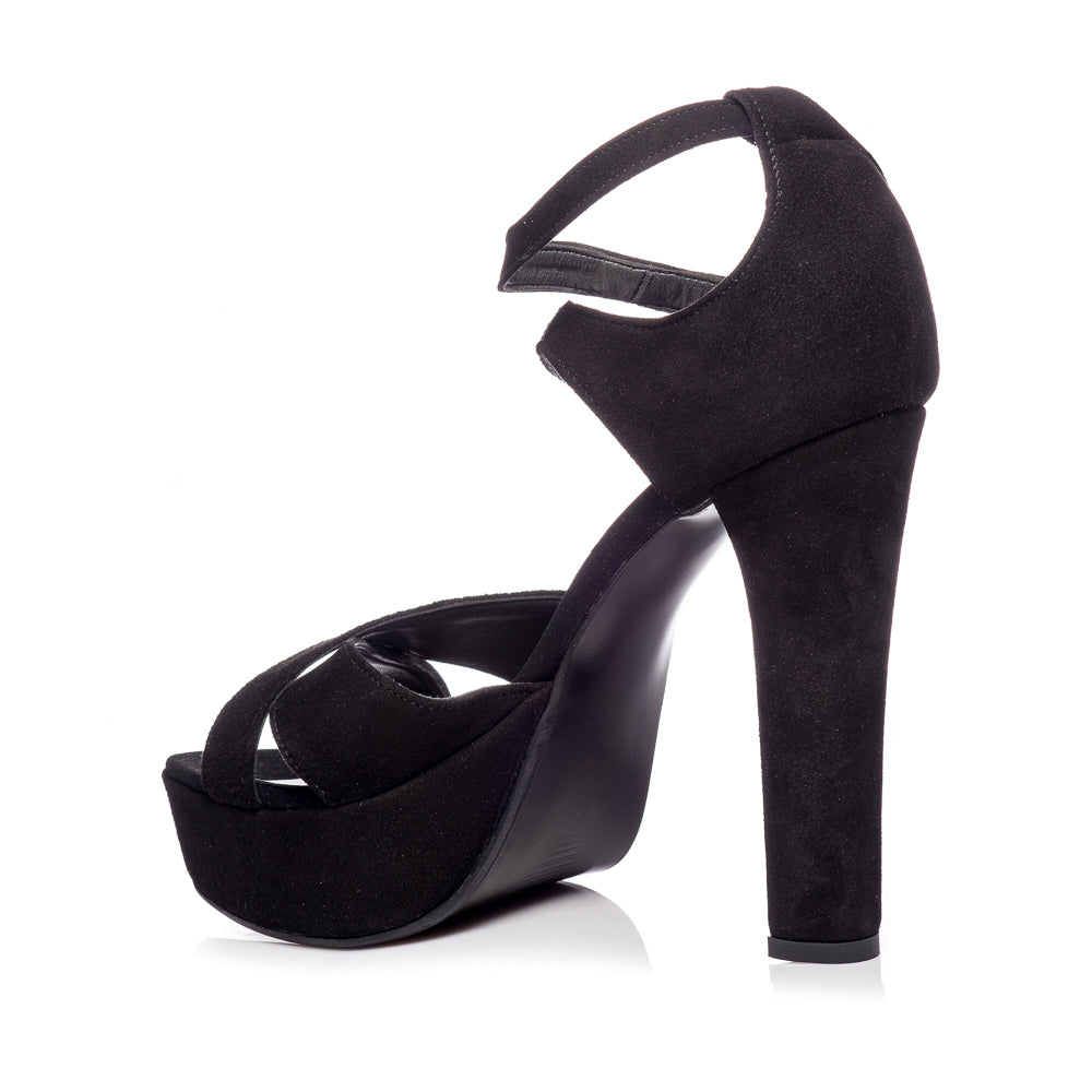 Sandale dama piele cu toc V1 Negru - Orice culoare