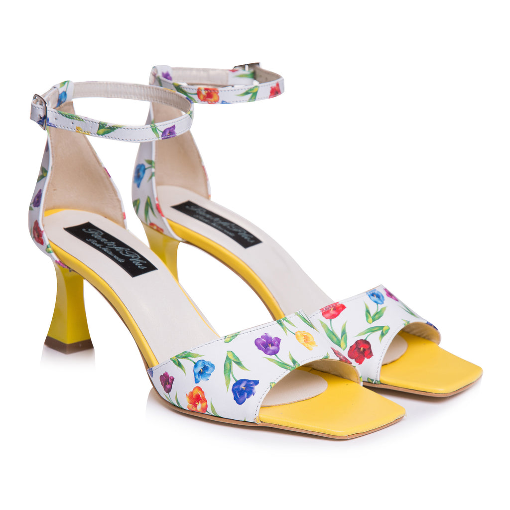 Sandale Piele Imprimeu Lalele Evelyn C19  - orice culoare