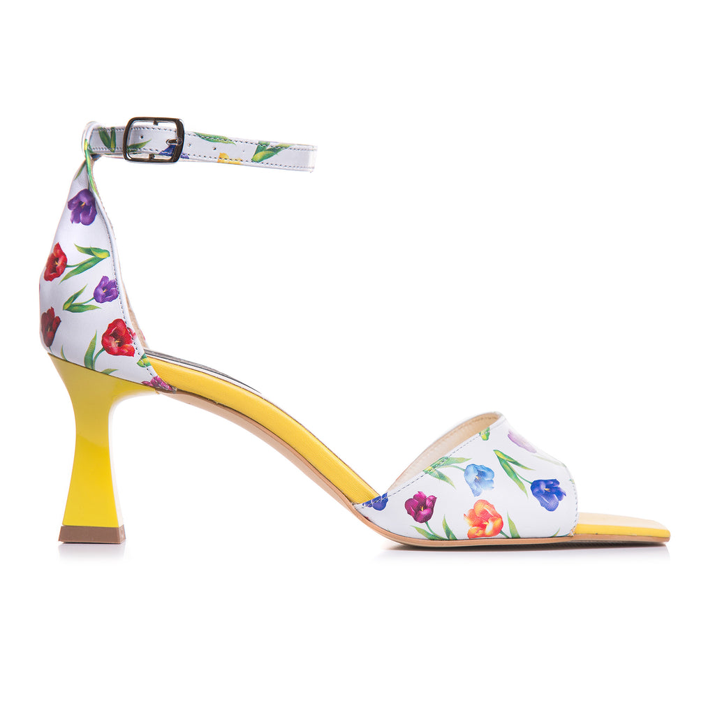 Sandale Piele Imprimeu Lalele Evelyn C19  - orice culoare