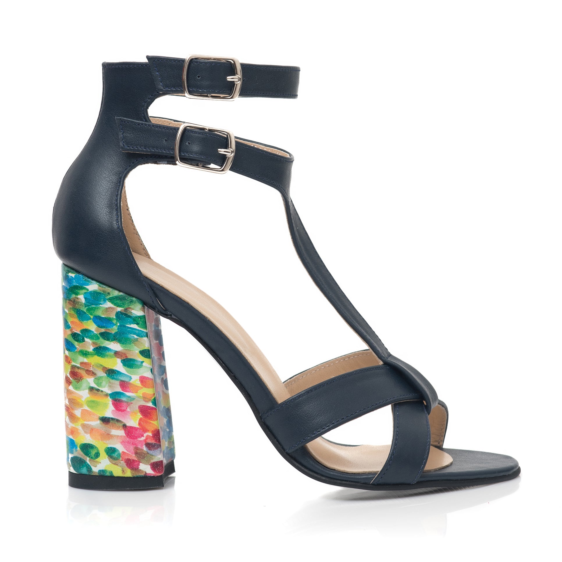 Sandale Piele Negru/Multicolor Lolly Pop C11 - orice culoare