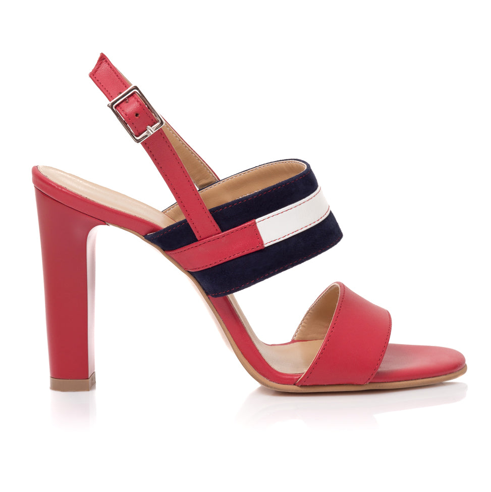 Sandale Piele Rosu/Bleumarin Alice T11- orice culoare