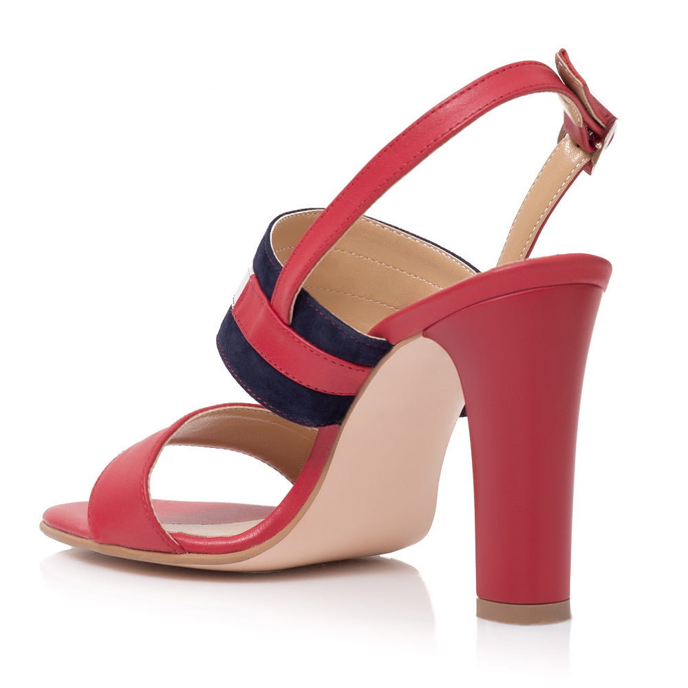 Sandale Piele Rosu/Bleumarin Alice T11- orice culoare
