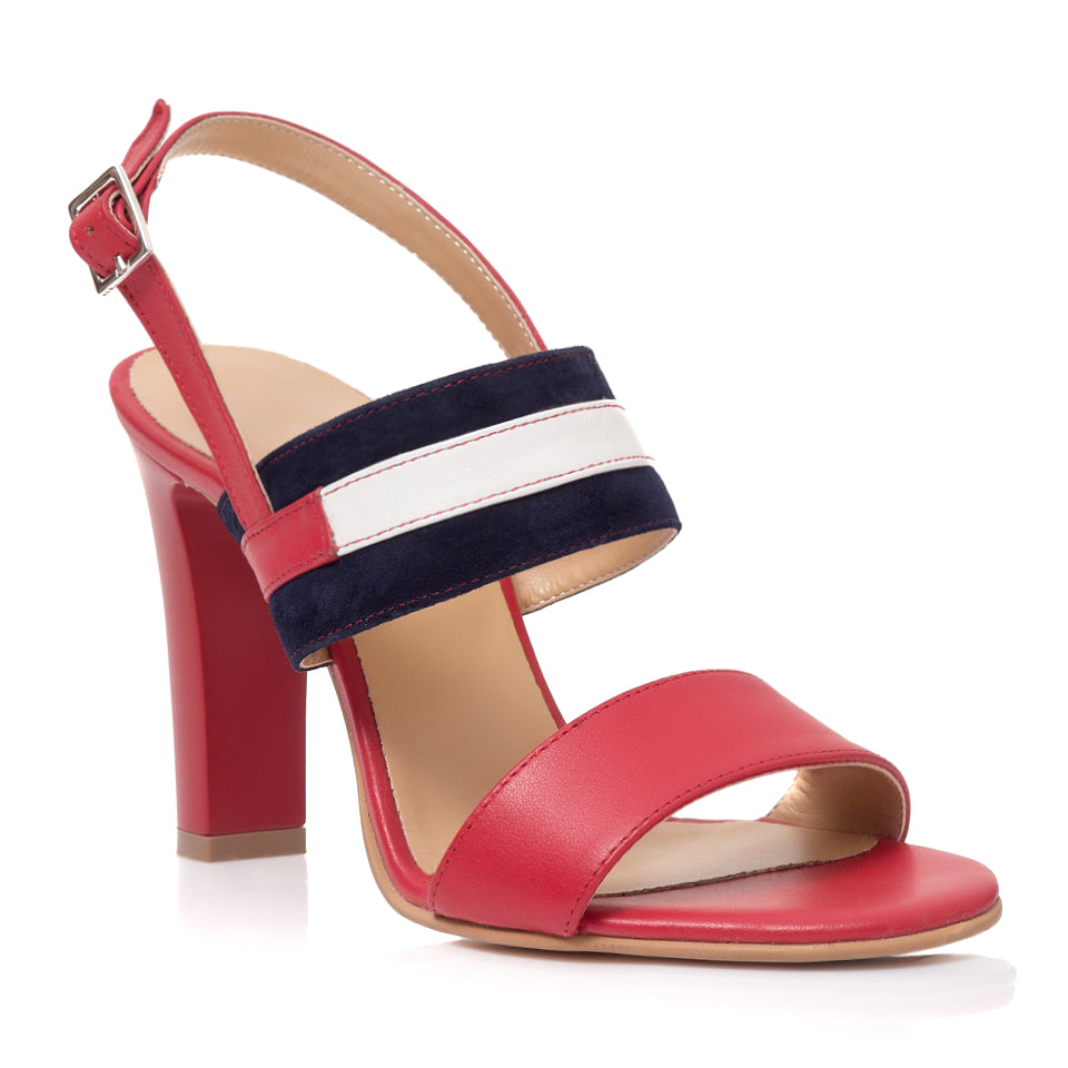 Sandale Piele Rosu/Bleumarin Alice T11- orice culoare