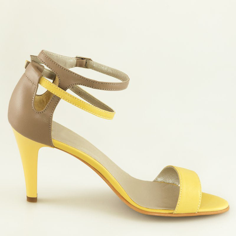 Sandale Dama Piele Galben Bareta Dubla D11 - orice culoare