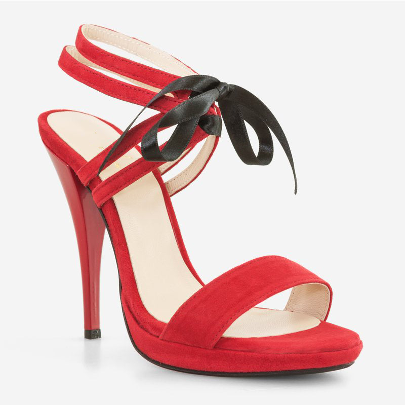 Sandale Piele Intoarsa Rosu cu Siret D18 - orice culoare