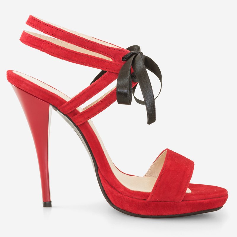Sandale Piele Intoarsa Rosu cu Siret D18 - orice culoare