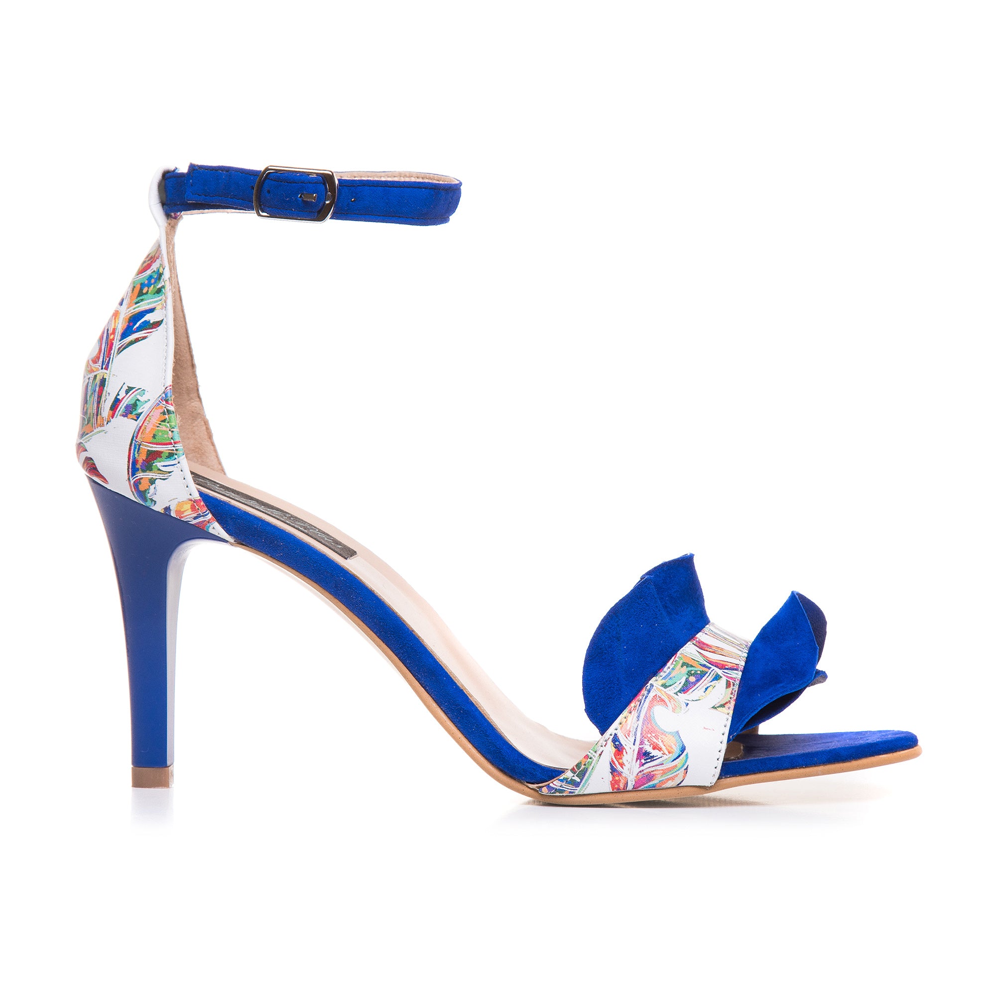 Sandale Piele Albastru/Multicolor Toc Cui C16  - orice culoare
