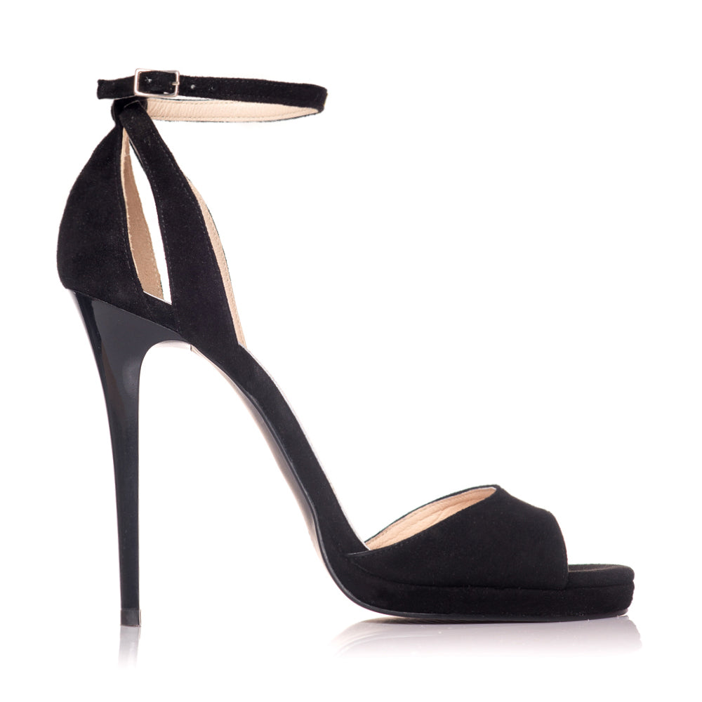 Sandale dama piele intoarsa negru Lola S2 - Orice culoare