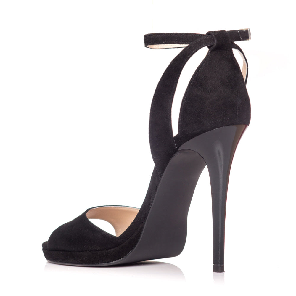 Sandale dama piele intoarsa negru Lola S2 - Orice culoare